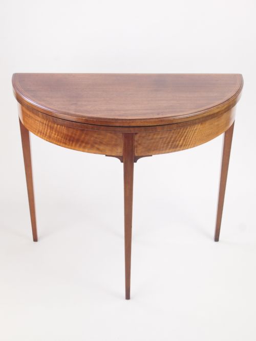 Antique Edwardian Mahogany Demi Lune Card Table