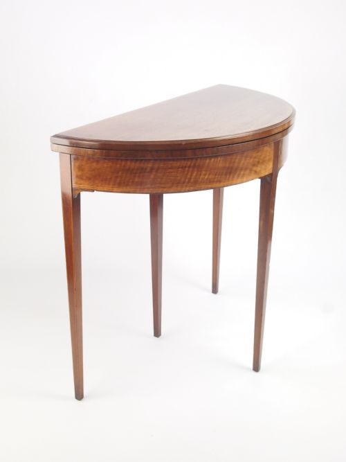 fig 1. Antique Edwardian Mahogany Demi Lune Card Table