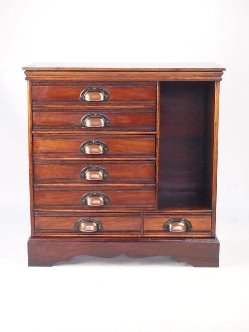 Antique Walnut Music Cabinet / Collectors Chest Drawers