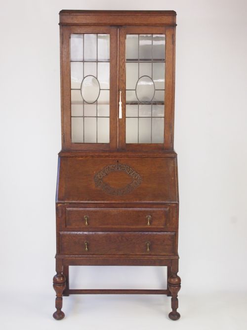 Vintage Oak Bureau Bookcase / Writing Desk
