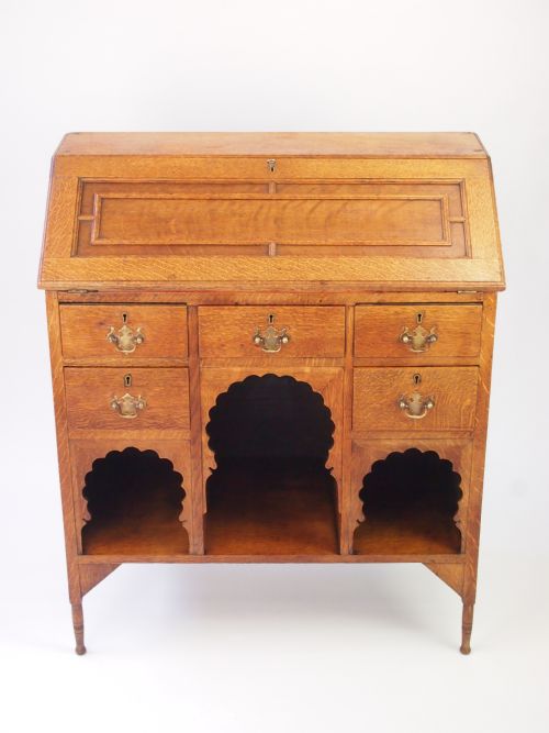 Antique Edwardian Golden Oak Bureau