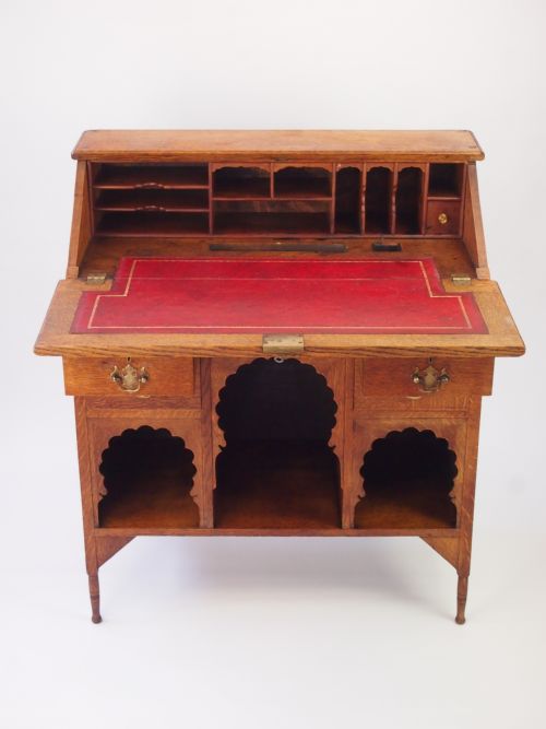 fig 1. Antique Edwardian Golden Oak Bureau