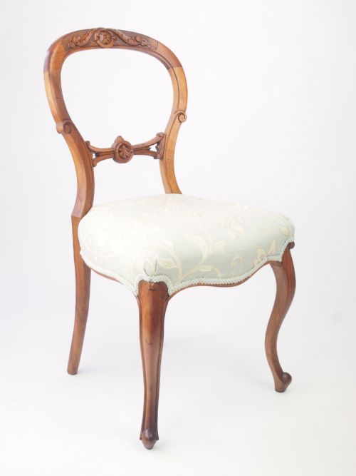 fig 1. Antique Victorian Walnut Balloon Back Chair