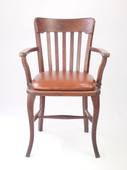 Oak Desk Chair with Leather Seat