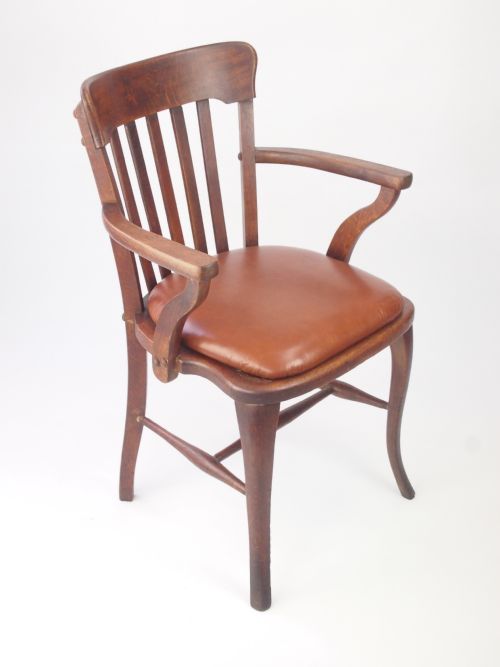 fig 1. Oak Desk Chair with Leather Seat