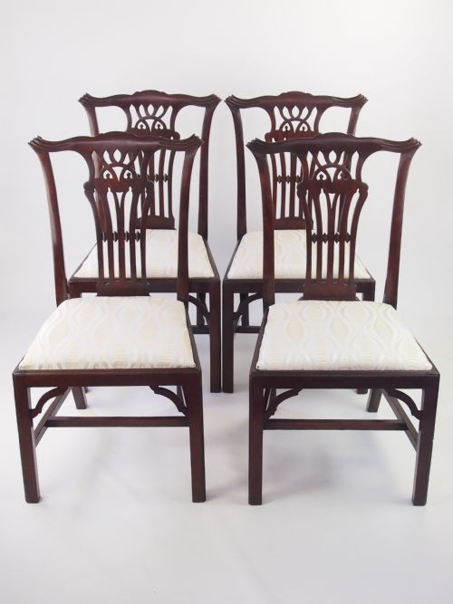 Set 4 Edwardian Chippendale Revival Dining Chairs