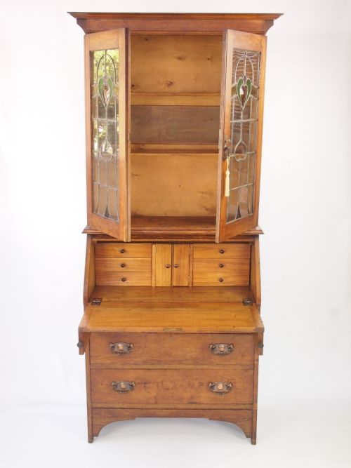 fig 1. Antique Oak Bureau Bookcase