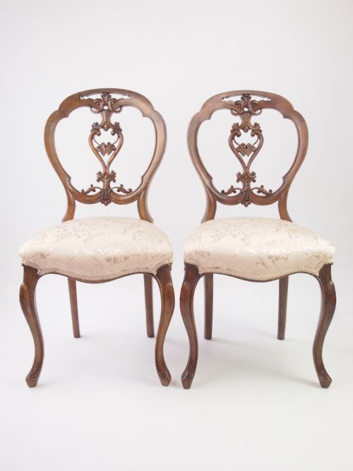 Pair Antique Victorian Balloon Back Chairs
