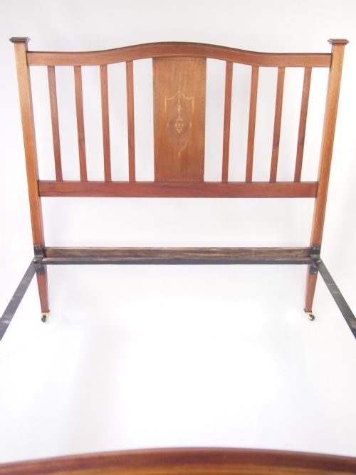 fig 1. Antique Edwardian Mahogany Inlaid Double Bed