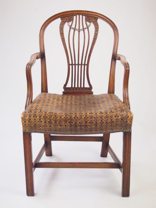 Handsome Antique George 3rd Desk Chair / Georgian Mahogany Carver Chair