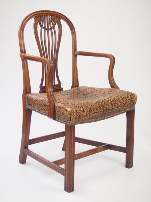 fig 1. Handsome Antique George 3rd Desk Chair / Georgian Mahogany Carver Chair