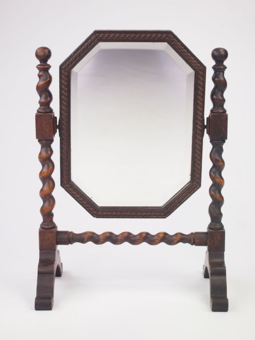 Oak Barley Twist Toilet Mirror / Dressing Mirror