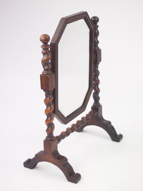 fig 1. Oak Barley Twist Toilet Mirror / Dressing Mirror