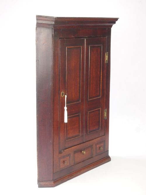 fig 1. Georgian Oak and Mahogany Banded Corner Cupboard