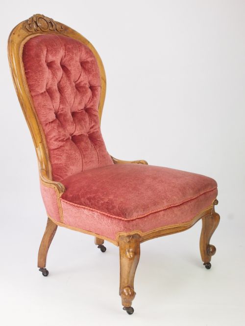 fig 1. Victorian Walnut Button Back Nursing Chair