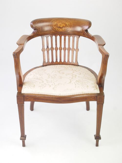 Edwardian Inlaid Mahogany Tub Chair