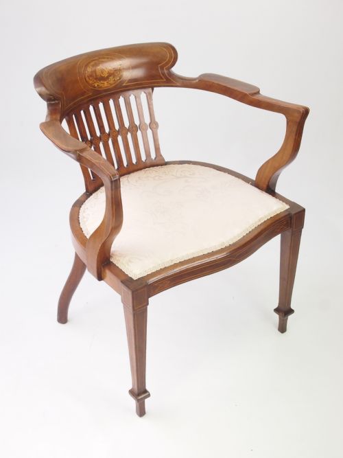 fig 1. Edwardian Inlaid Mahogany Tub Chair