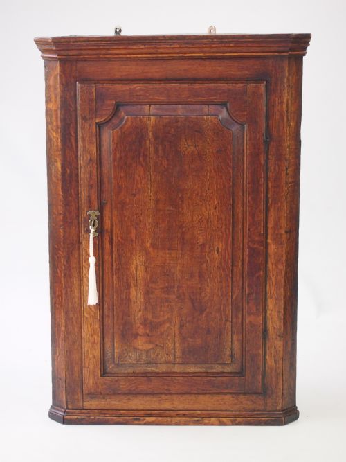 Small Georgian Oak Hanging Corner Cupboard