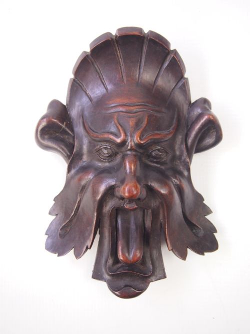 fig 1. Pair of Italian Carved Hanging Wall Masks / Mascarons