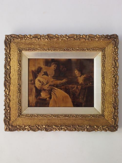 Antique Crystoleum - Victorian Picture in Gilt Frame