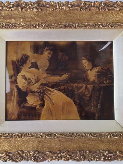fig 1. Antique Crystoleum - Victorian Picture in Gilt Frame