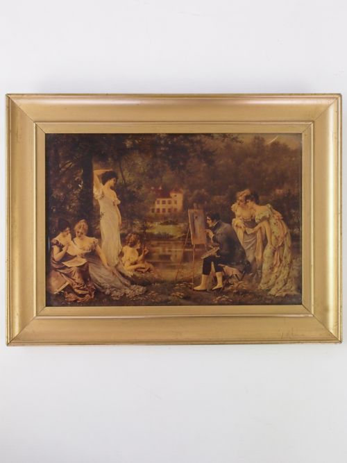 Antique Crystoleum - Victorian Picture in Gilt Frame
