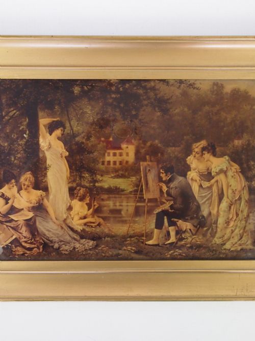 fig 1. Antique Crystoleum - Victorian Picture in Gilt Frame