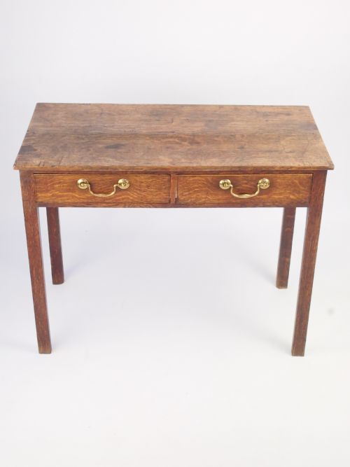 fig 1. 19th Century 2 Drawer Oak Side Table / Hall Table