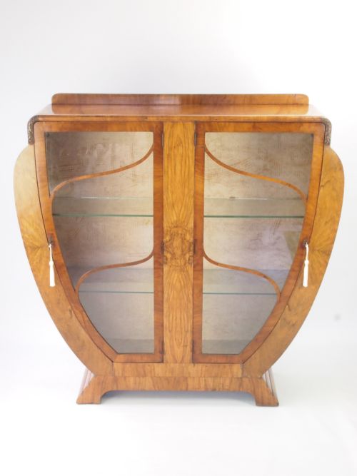 Art Deco Walnut Bookcase / Display Cabinet