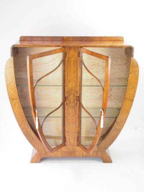 fig 1. Art Deco Walnut Bookcase / Display Cabinet