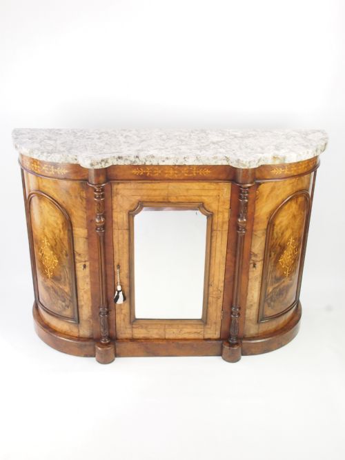 fig 1. Small Victorian Burr Walnut Credenza / Sideboard / Chiffonier