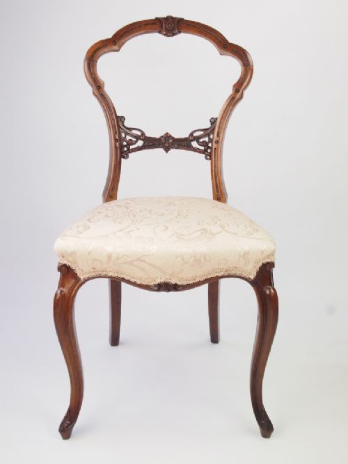 fig 1. Pair Antique Victorian Walnut Balloon Back Chairs