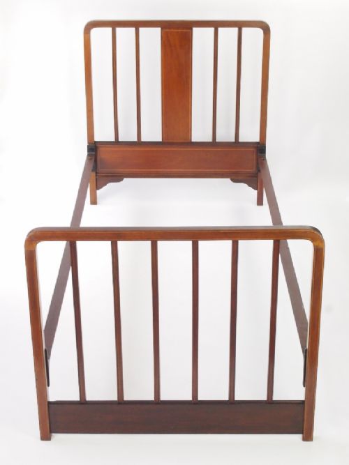fig 1. Pair Antique Edwardian Single Mahogany Beds