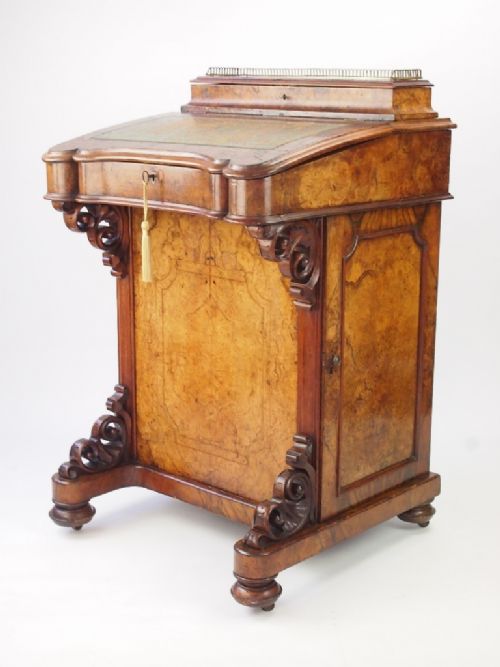 Antique Victorian Burr Walnut Davenport