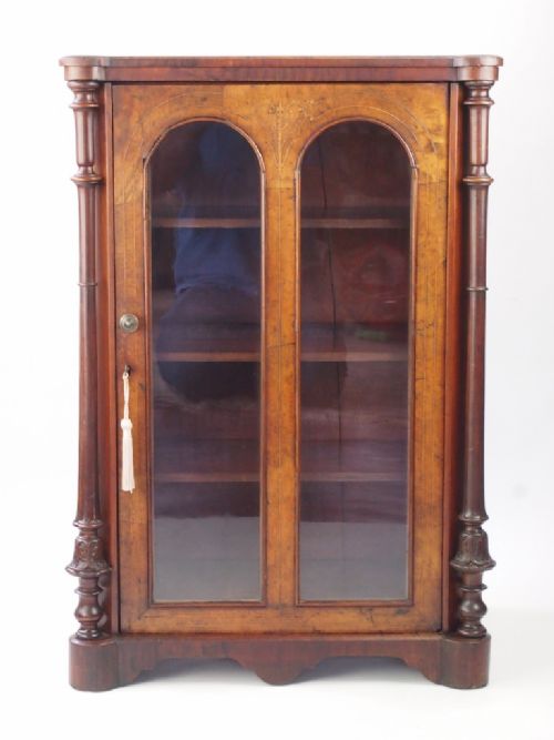 Antique Victorian Walnut Pier Cabinet / Bookcase