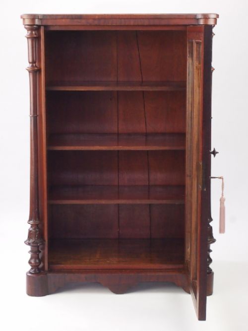 fig 1. Antique Victorian Walnut Pier Cabinet / Bookcase