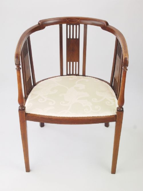 Antique Edwardian Tub Chair - Mahogany Desk Chair