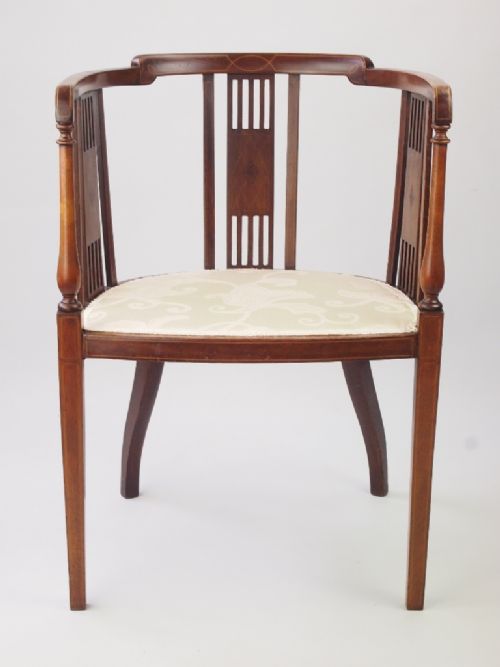 fig 1. Antique Edwardian Tub Chair - Mahogany Desk Chair