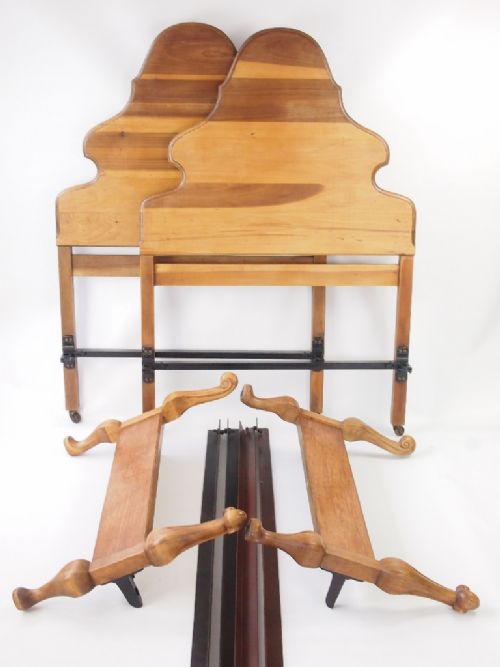 fig 1. Pair Edwardian Queen Anne Revival Single Beds