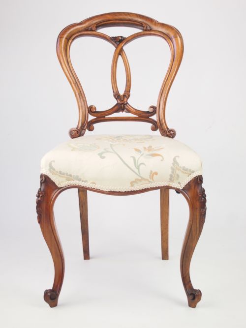 Antique Victorian Walnut Balloon Back Chair - Hall Chair