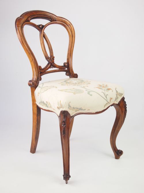 fig 1. Antique Victorian Walnut Balloon Back Chair - Hall Chair