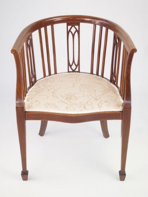 Antique Edwardian Mahogany Tub Chair - Desk Chair