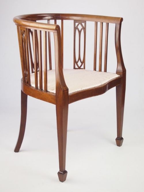 fig 1. Antique Edwardian Mahogany Tub Chair - Desk Chair