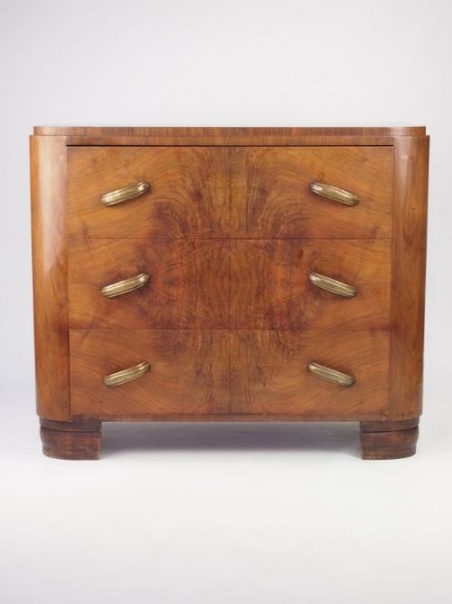 Small Art Deco Walnut Chest of Drawers
