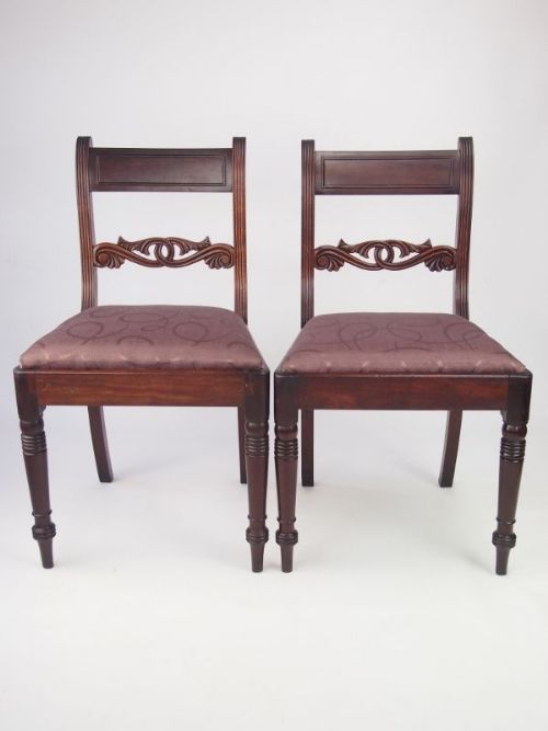 Pair Antique Regency Mahogany Side Chairs