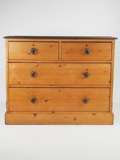 Victorian Pine Chest of Drawers with Amber Glass Handles