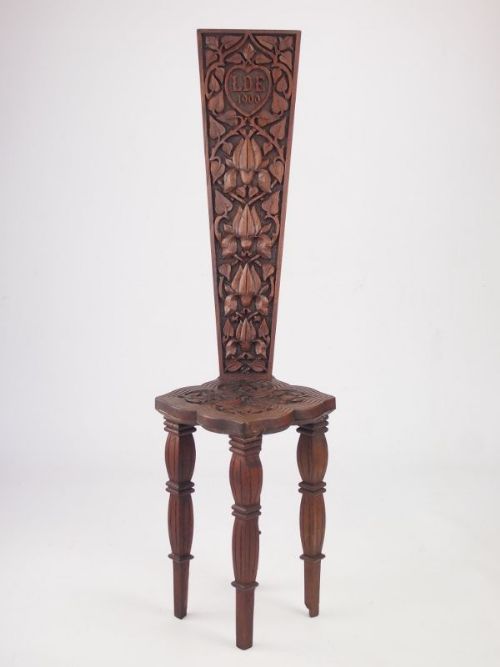 Antique Welsh Oak Spinning Chair Dated 1900