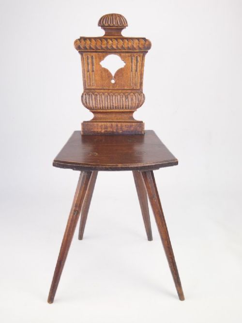 Antique Georgian Carved Oak Hall Chair