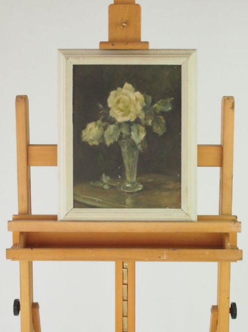 fig 1. Owen Bowen ROI (1873-1967) Oil Painting Roses in a Vase