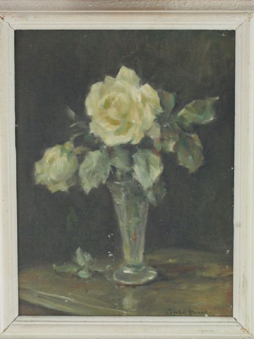 fig 2. Owen Bowen ROI (1873-1967) Oil Painting Roses in a Vase